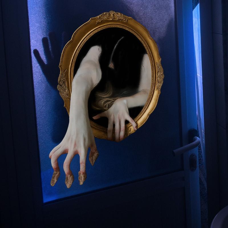 Spooky Mirror Hand Wall Sticker, Removable Self-Adhesive Pvc Wall Sticker, Suitable For Home, Office, Halloween.