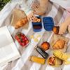 Premium Silicone Reusable Snack Containers,Double Compartment Snackle Box,Leakproof Sauce and Salad Box, for,Picnics,Office