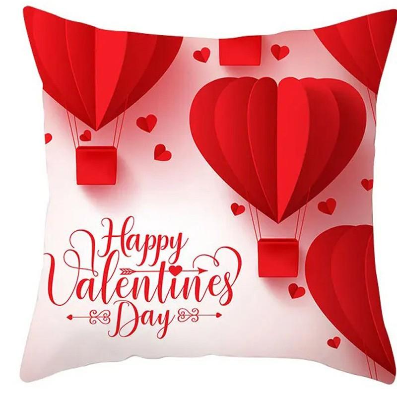 Valentines Day Balloons Love Sayings Pattern Cushion Cover Suitable for Sofa Bedroom Car Pillow Cover