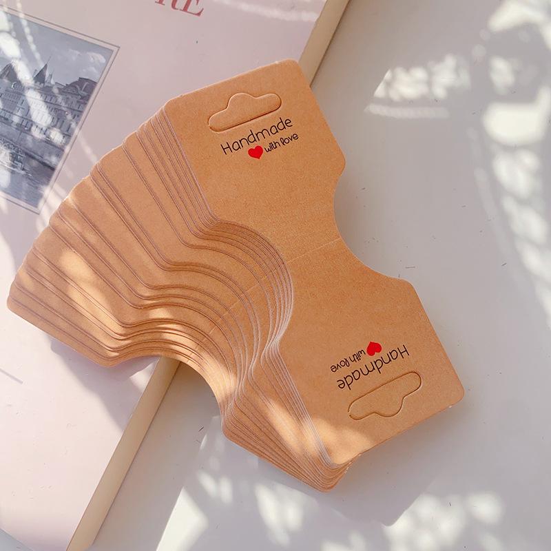 

50pcs Kraft Paper Jewelry Display Card with Tape for Jewelry Price Sale DIY Jewelry Display Bracelet Necklace Hair Ring Display жёлтый