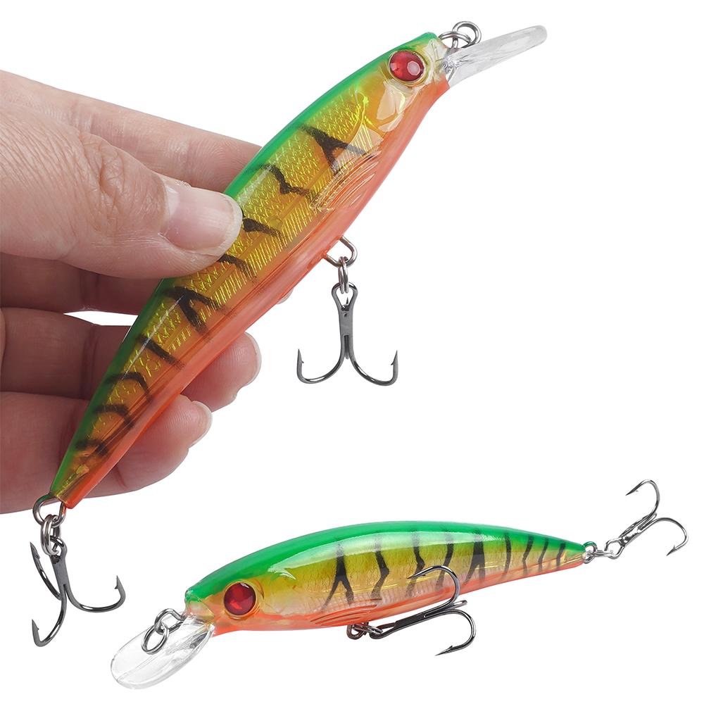 10Pcs Fishing Lures Hard Bait Minnow Swimbait Crankbait Jerkbait Popper Topwater Lures with Treble Hooks for Bass Trout Walleye