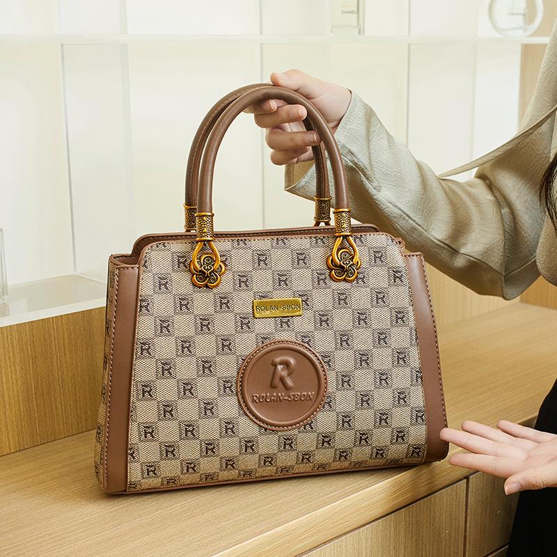 

New high-end light luxury rich mother handbag fashionable versatile messenger bag commuter shoulder tote bag