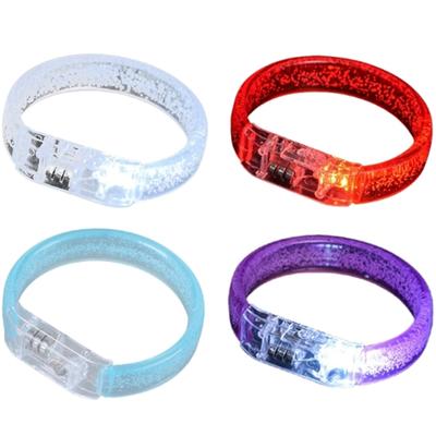 12pcs Light Up Party Bracelets Acrylic LED Wristbands For Kids Adults Concerts Festivals Nighttime Activities Multicolored Glowing Effect