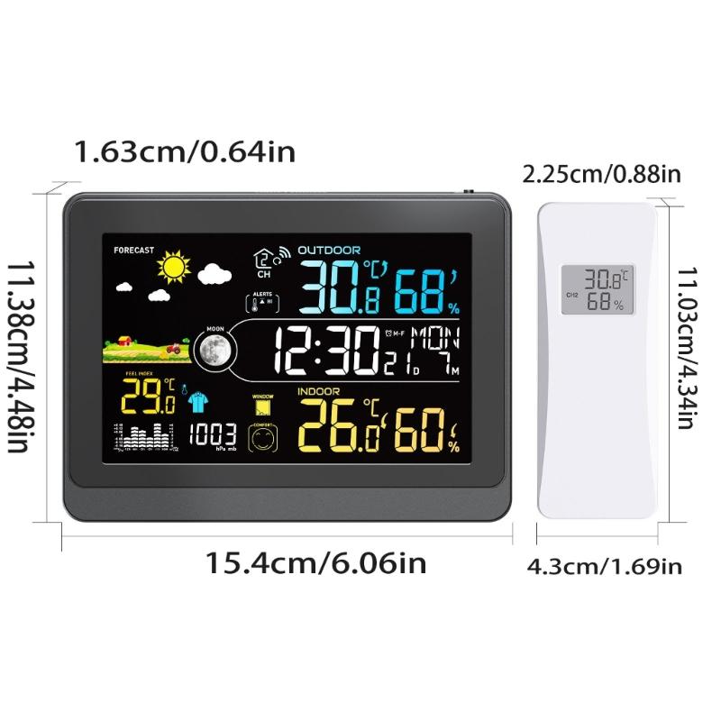 Color LCD Digital Weather Stations with Thermometers Hygrometer Barometers Radio Clock and Moon Phase Display