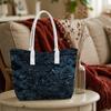 Elegant Dark Embossed Pattern Tote Bag Fashion Casual Daily Handbag for Outdoor Use