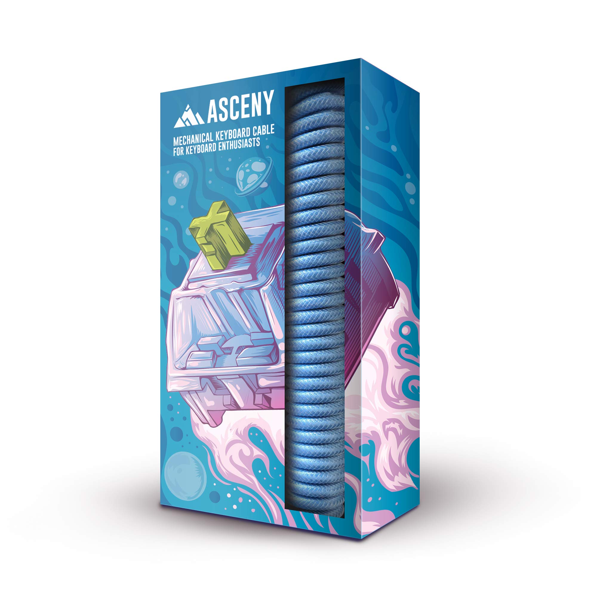 

ASCENY Витой кабель для механической клавиатуры с двойной оплеткой для механических клавиатур и Type-C (синий) синий