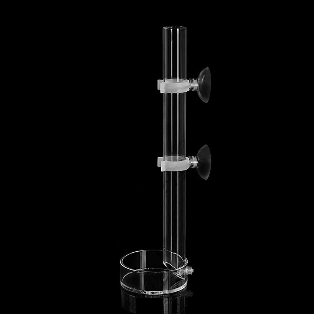 T02C!35Cm Acrylic Shrimp Feeder Tube Feeding Dish Bowls For Fish Tank Aquarium Shrimp Fish, With 2 Suction Cups