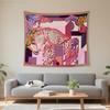 Boho Chic Wall Tapestry With Moon Phase Floral Starry Sky Design Bedroom Yoga Studio Decor