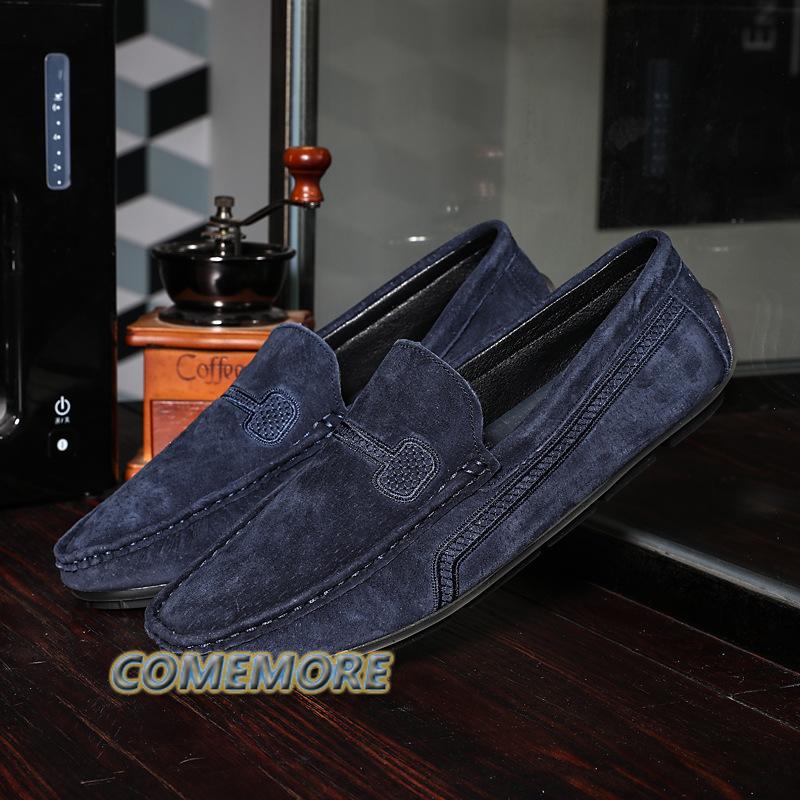 Classic Leather Mens Loafers Formal Business Casual Shoes Green Orange Moccasin Sneakers Flats Slip On Spring Autumn Large Size
