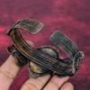 Red Fire Labradorite Cuff Bracelet Copper Wire Wrapped Flower Adjustable Bangle