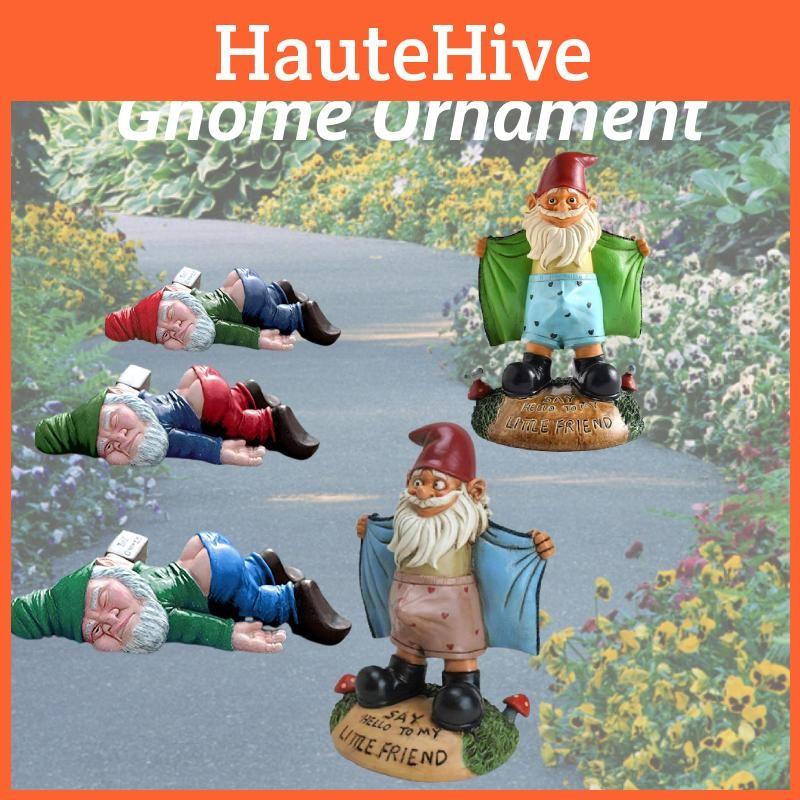 Statue Gnome Garden Naughty Ornaments Funny Home Miniature Statue Dwarfs Resin