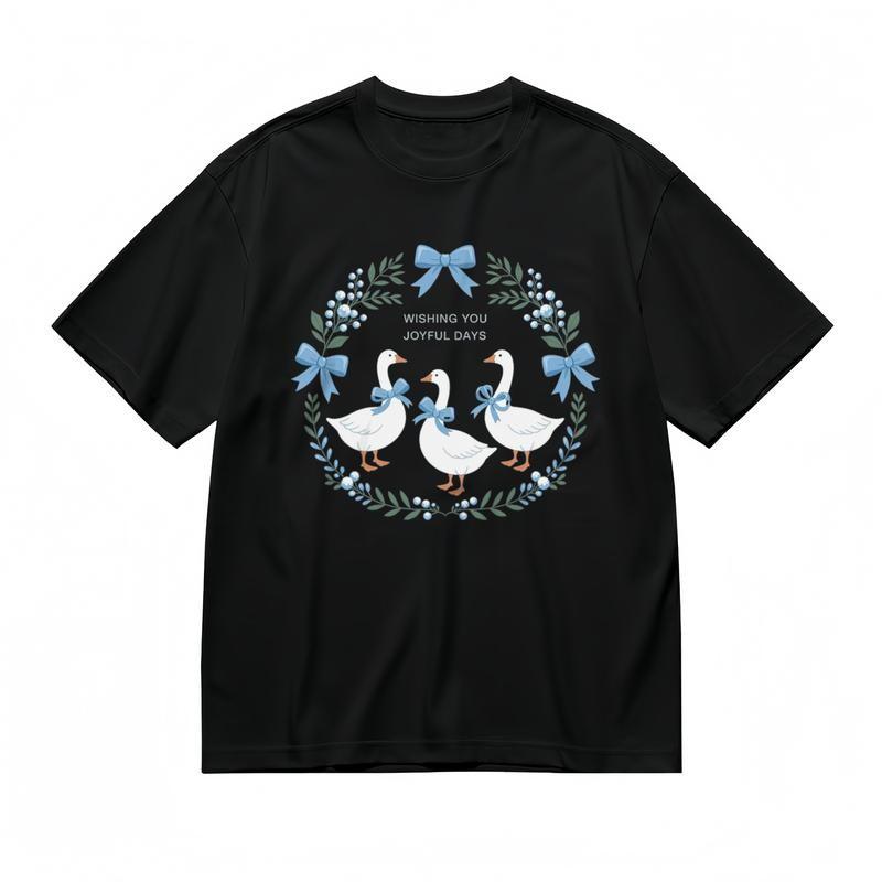 Women's Fashion Comfy Classic T-Shirt Joyful Days White Goose Citrus Decor Tee