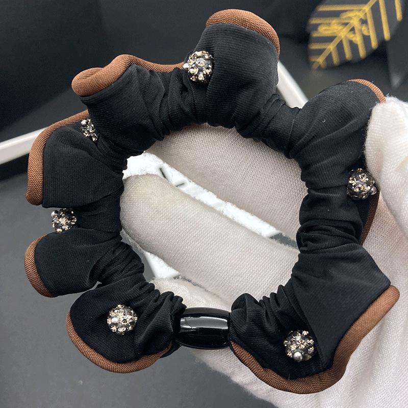 2025 Premium Hoch Elastisches Schwarzes Diamant-Puff Haargummi für Damen