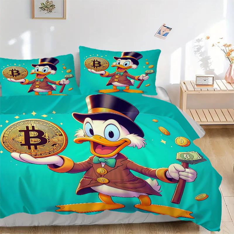 3pcs set Donald Duck1pc of quilt cover+2pcs of pillowcase, no core, print bedding, All Seasons Bedroom Setting033
