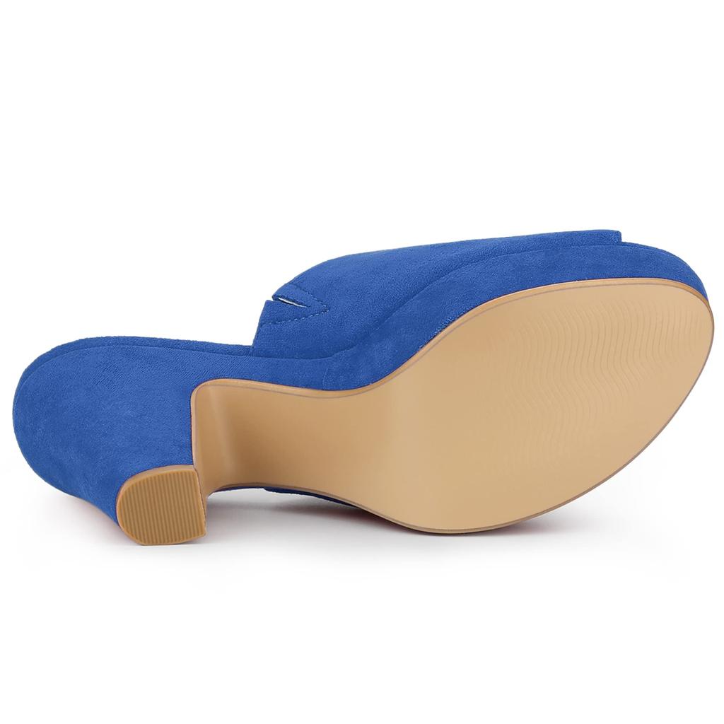 Allegra K Women's Platform Clog Sandals with Chunky Heel and Open Toe, Dark Blue, Size 24.0cm