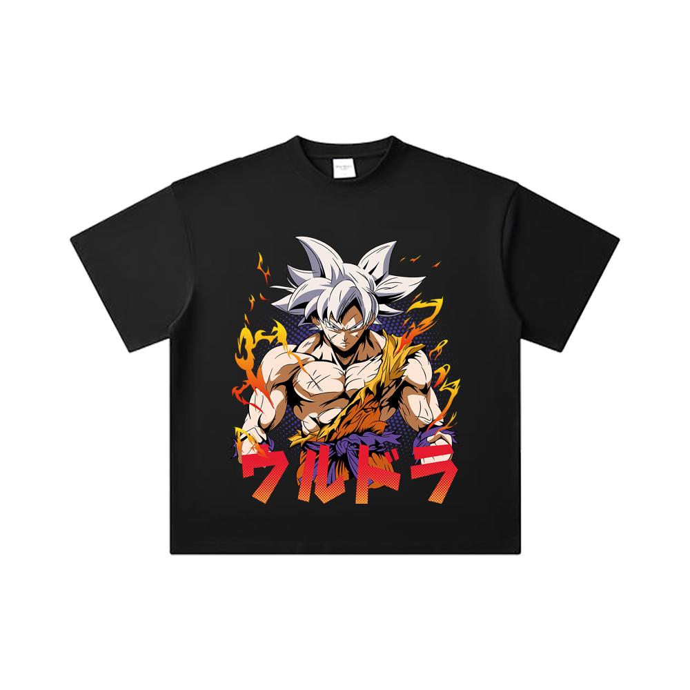 260 GSM Double Yarn 32 Count 100% Cotton Dragon Ball V11 Goku Ultra Print Unisex Heavy Cotton T Shirt