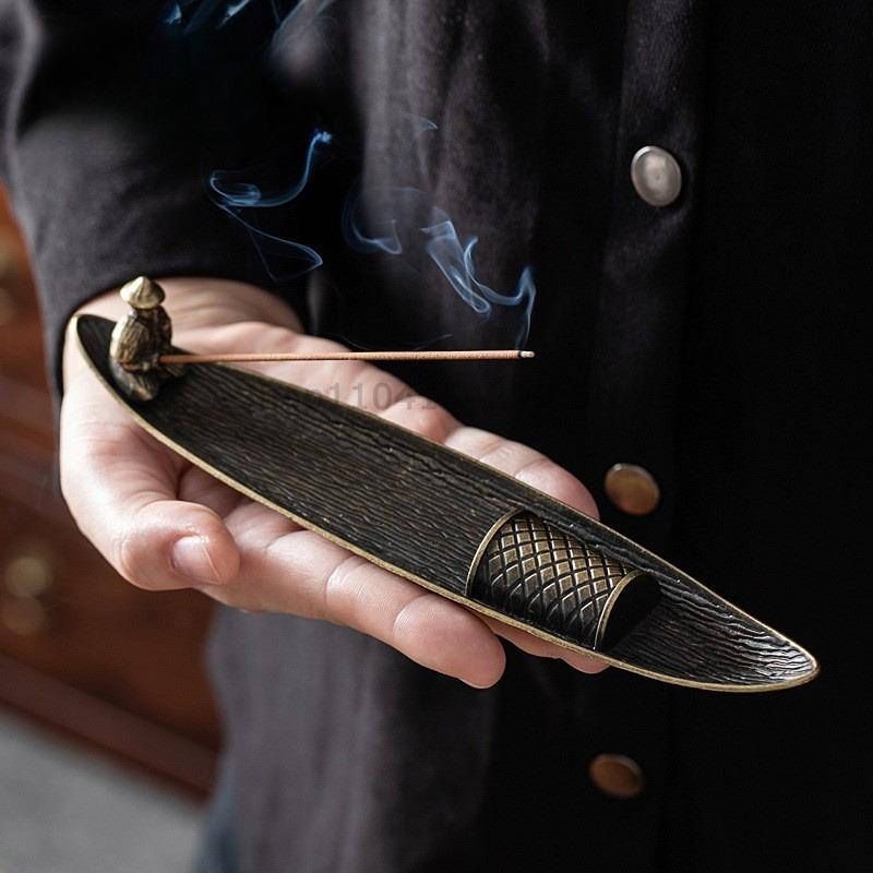 Creative Incense Holder Aromatherapy Ornament Incense Holder Boat Old Men Fishing Japanese Style Incense Stick Burner Home Decor