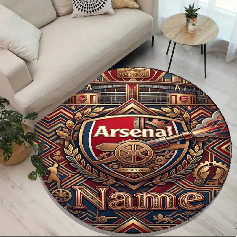 Custom Name Personalized Arsenal F.C Print Round Rug, Versatile Home Decor Carpet, for Playroom, Apartment, Balcony, Entryway, Hallway Gift