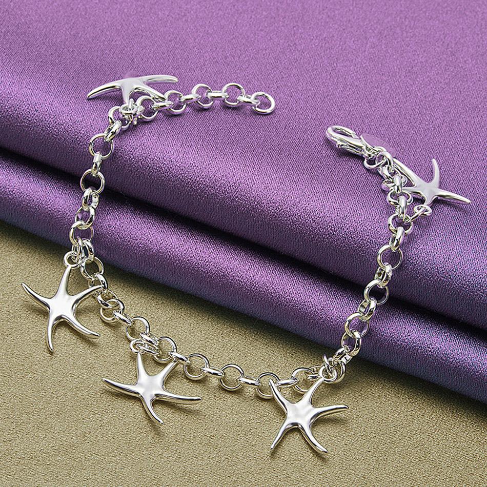 

CHSHINE 925 стерлингового серебра пять звезд кулон браслет для женщин свадебная вечеринка мода шарм ювелирные изделия 20CM 8inches