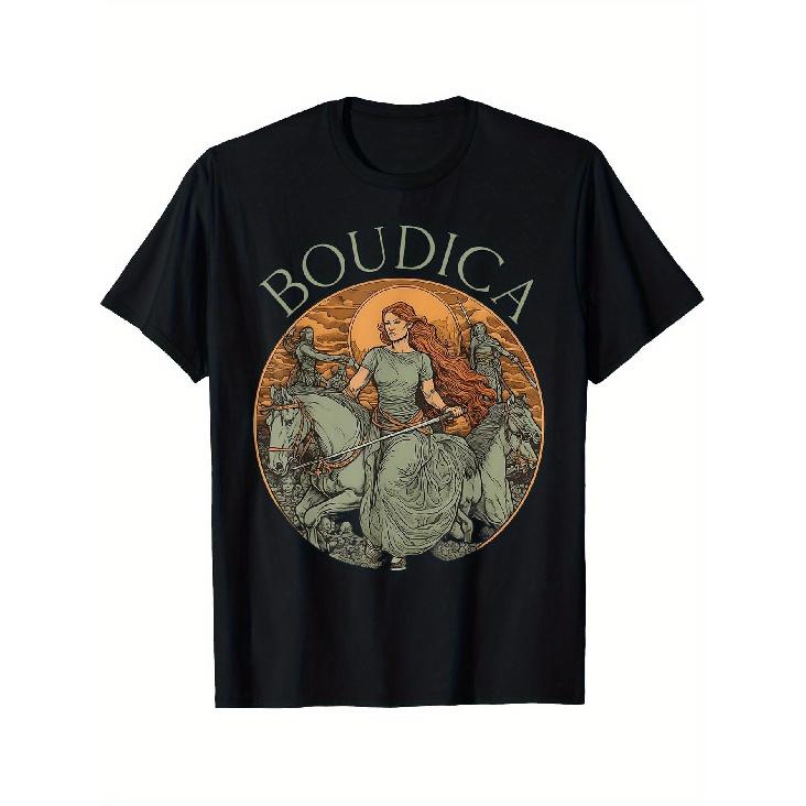 Boudica Warrior Queen Celtic Iceni Tribes Graphic T-Shirt - Vintage-Inspired Boudicca Art, Cotton Unisex Regular Fit Short Sleeve, Bold Celtic S чёрный