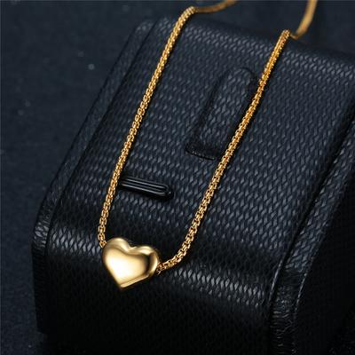 Fashion Tiny Small Love Heart Shape Pendant Necklaces Female Gold Color Stainless Steel Necklace for Women Jewelry Birthday Gift