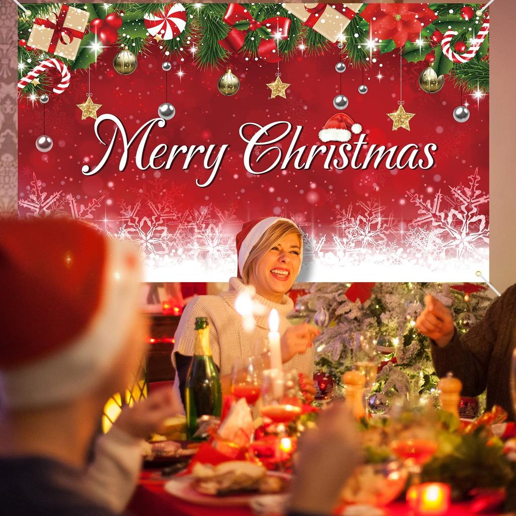 Blulu 72.8 x 43.3 Inch Christmas Banner x Inch, Lettering Style