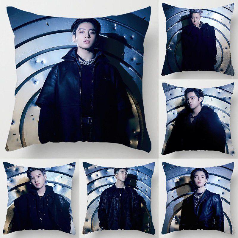 Bts 18in Kpop Bangtan Boys Cushion Cover Decorative Soft Pillow Case Peach Skin