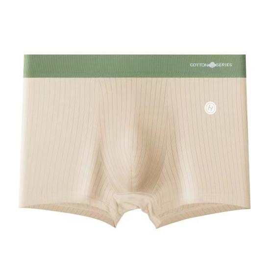 Férfi vékony boxer Zökkenőmentes Puha Kontraszt Szín Közép derék Pamut U Konvex Csíkos Puha Nagy méretű Elasztikus Gyorsan száradó Nedvességelvezető Férfi Alsónadrág