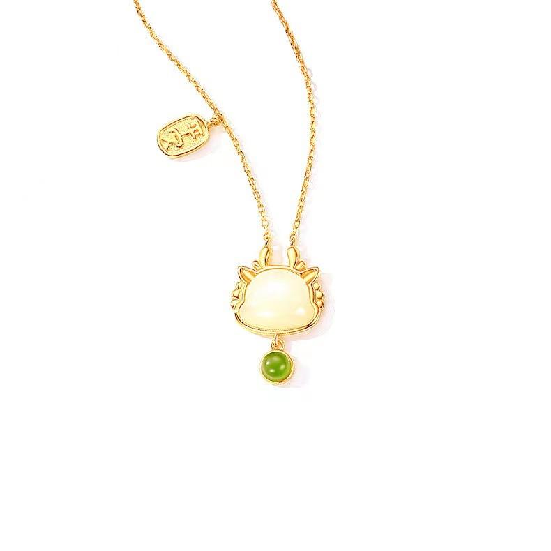 Ping An Bubble Dragon Pendant Necklace Women's New Chinese Style High-end Collarbone Chain Gift