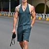 INCERUN Mens Strap Sleeveless Striped Print Romper Jumpsuits Overalls