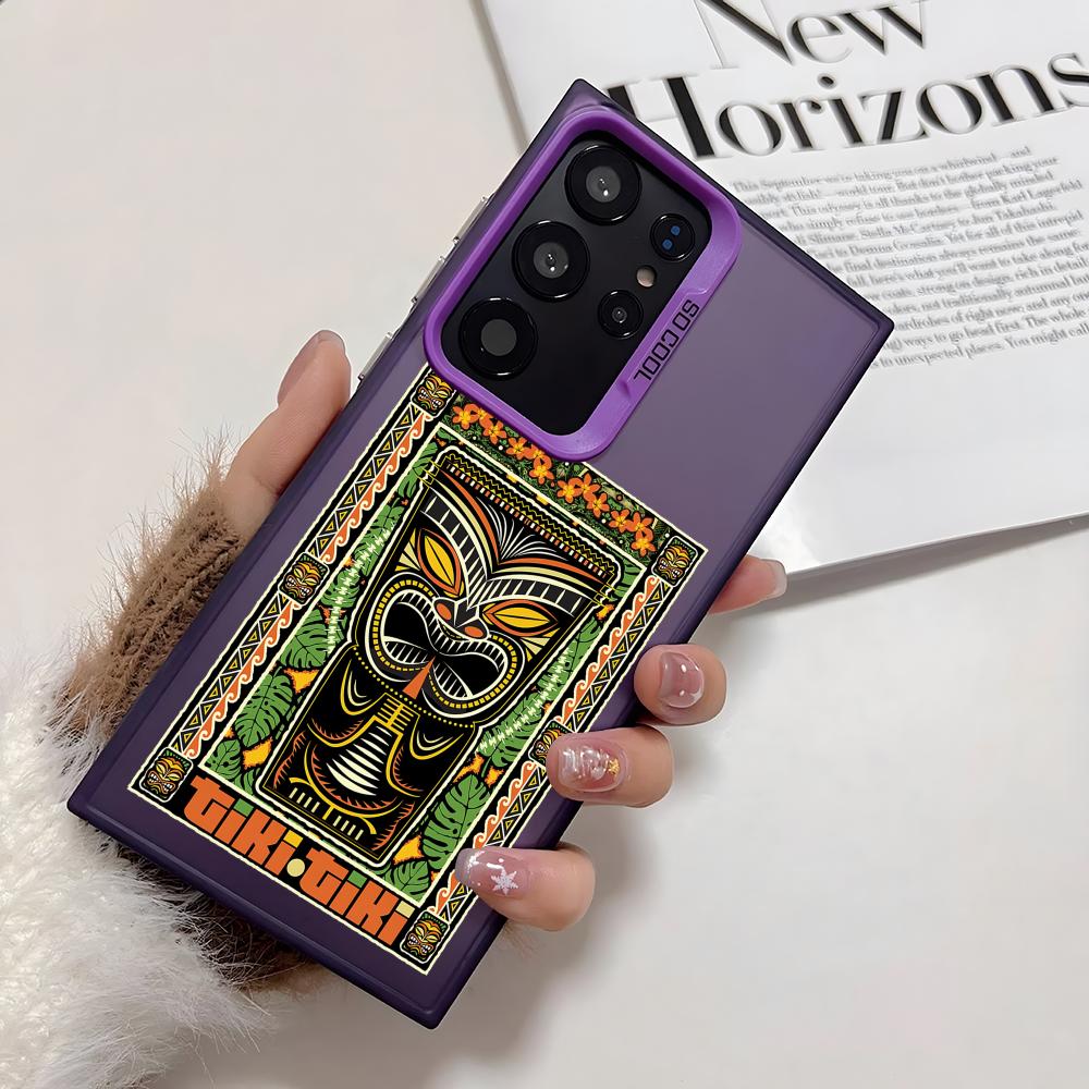 

Horro Tribal Tiki Phone Case For Samsung Galaxy S25 Edge S24 S23 S22 S21 S20 Ultra Funda Silicone Silver Cover Galaxy S21plus 5G