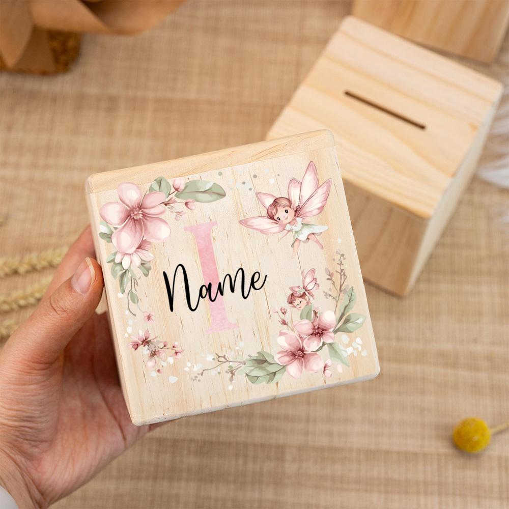 Personalized Money Box Flower Letter with Name Kids Money Boxes Coin Collection Case Child Birthday Baptism Shower Gift
