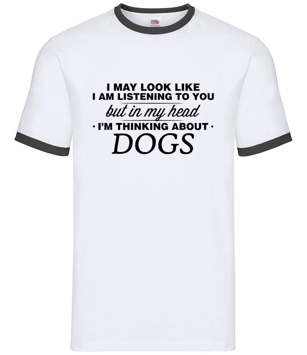 My Head I m Dogs - Mens Ringer - Dog Puppy Vet Pet Owner Animal M