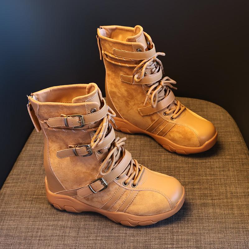 

HZ8090-5 Женские ретро ботинки Мартин на скрытой платформе, Коллекция Осень 2025 - Универсальные, на толстой подошве, Супермягкие короткие ботинки 36 верблюд