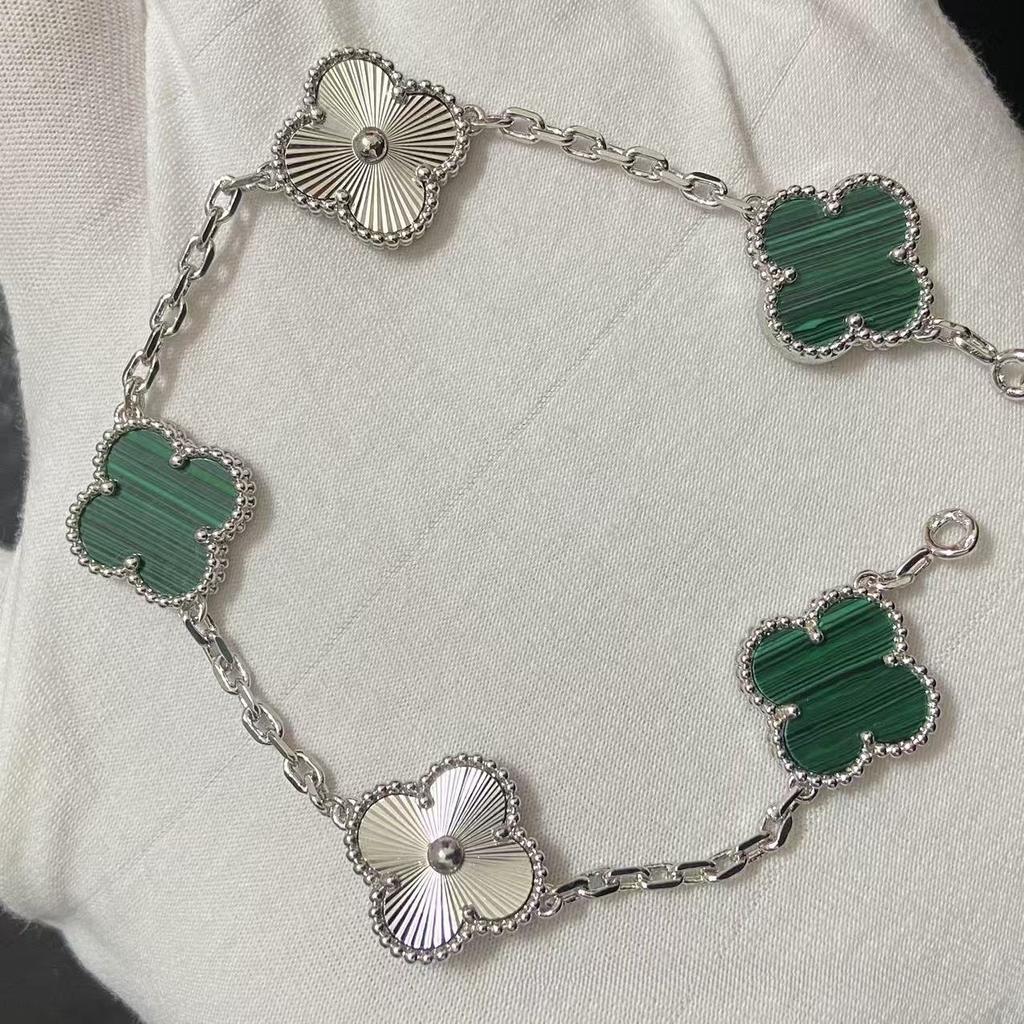 Nouă Versiune Brățară Trifoi cu Patru Foi Cinci Flori Agat Roșu Natural Sidef Alb Brățară Dama Brățară Laser