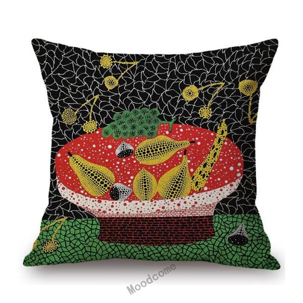 Modern Polka Dots Art Flower Vase Butterfly Pumpkin Yayoi Kasuma Japanese Style Cotton Linen Sofa Pillow Case Car Cushion Cover