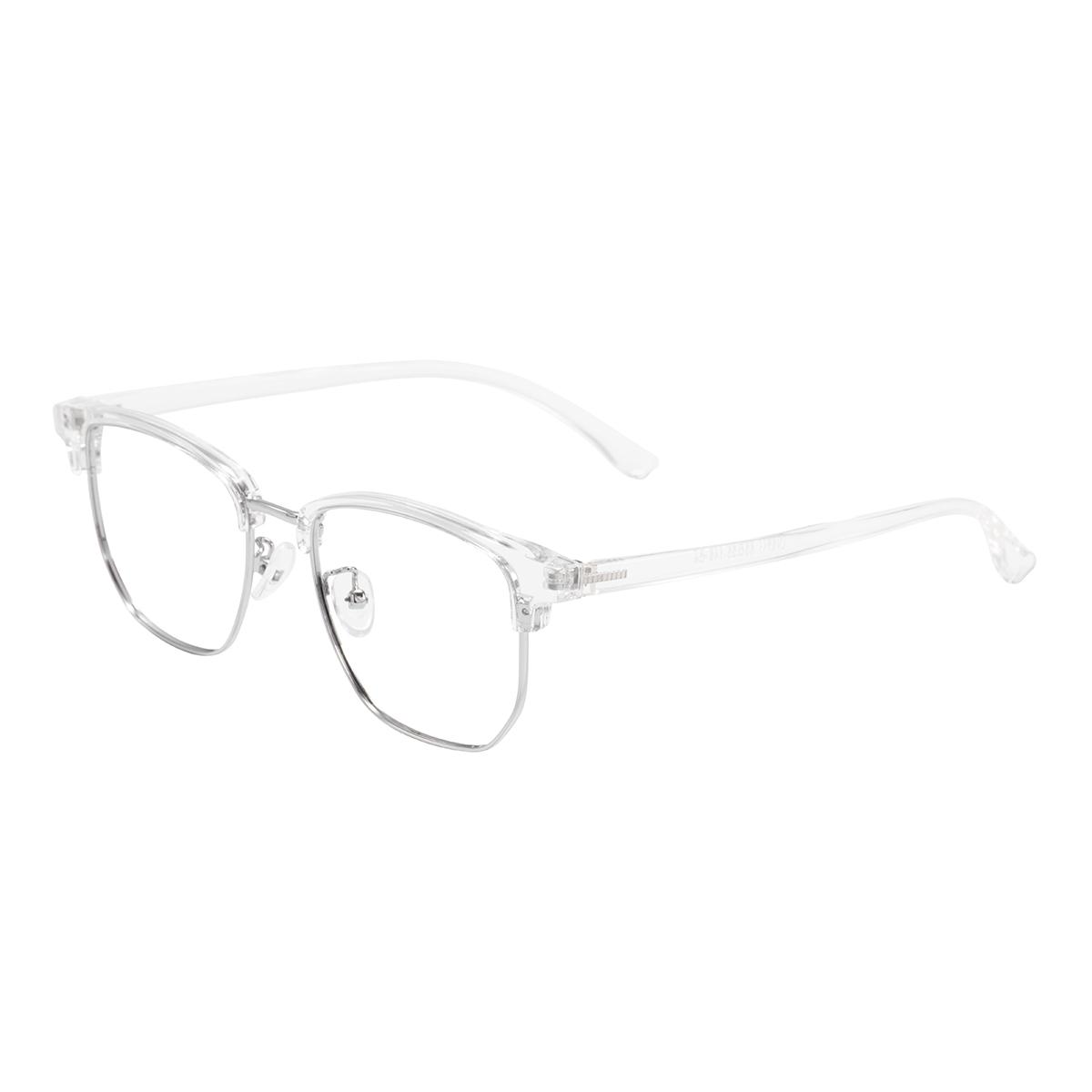 

Fashion TR90 Square Lightweight Eyeglasses Women Rectangle Frame Browline Full Rim Large Spectacle For Prescription Lenses серебряный