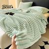 Portable Office Nap Blanket Striped Fleece for Bed Ribbed Throw Couch Thickened Warm Bed Soft Breathable Cozy Blankets Lightweight Plush