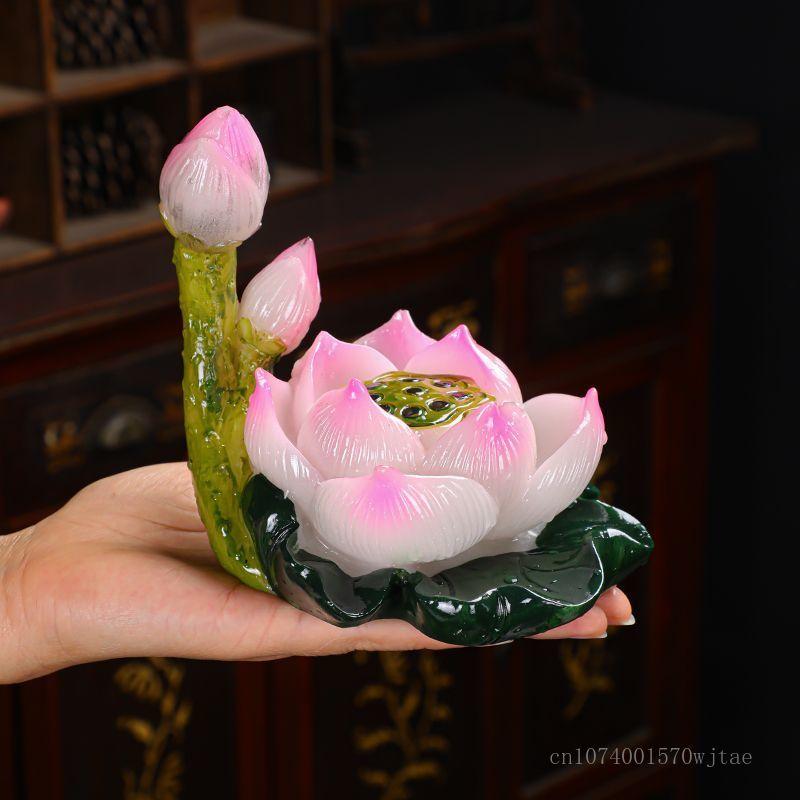 Zhaocai-Farbwechselnder Lotus-Teetier, Kleines Harzornament, Kreatives Kung Fu Tee-Set Zubehör, Boutique-Dekoration, 1 Stück