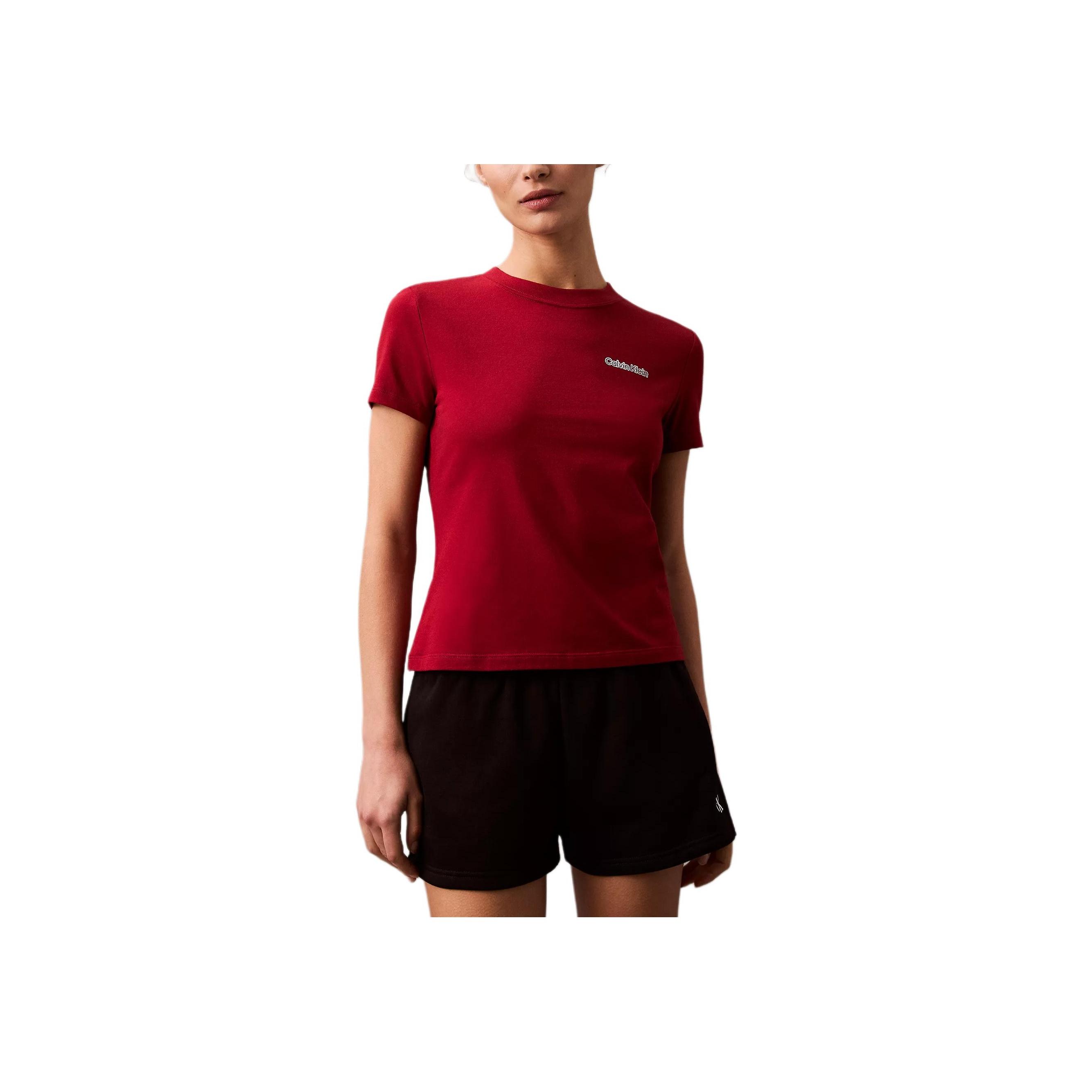 

Calvin Klein Slim Fit Soft Comfortable Round Neck Short Sleeve T-Shirt Women tops Red 40WL934-600 M
