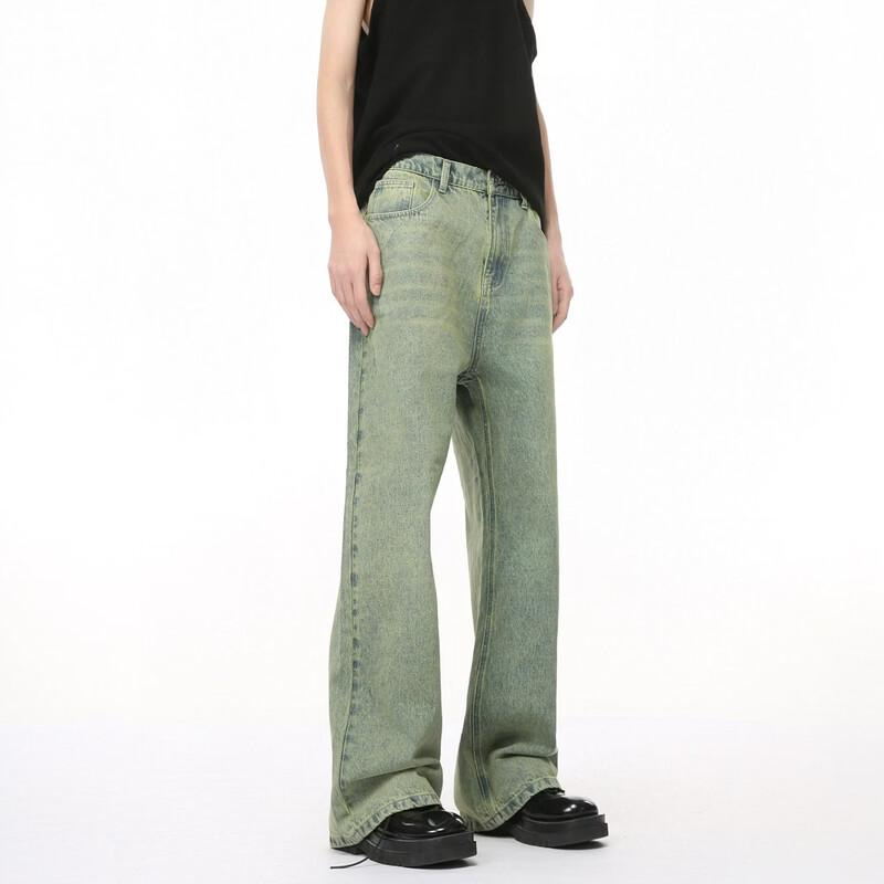 VOGUO RELAY Unisex Washed Wide-Leg Straight Jeans