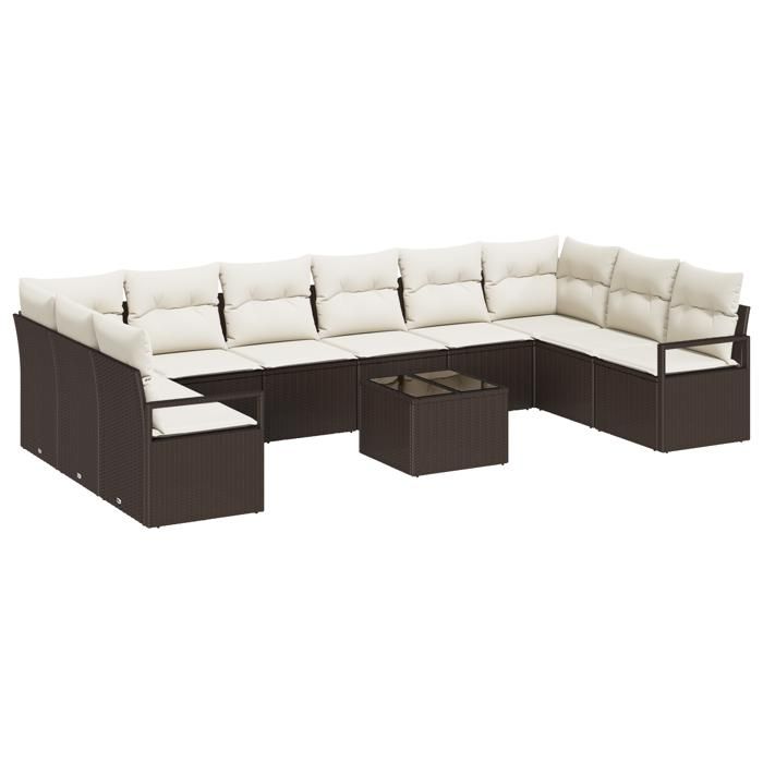 VidaXL Ensemble de canapé de jardin 10 pièces avec coussins en poly rattan gris 3355237