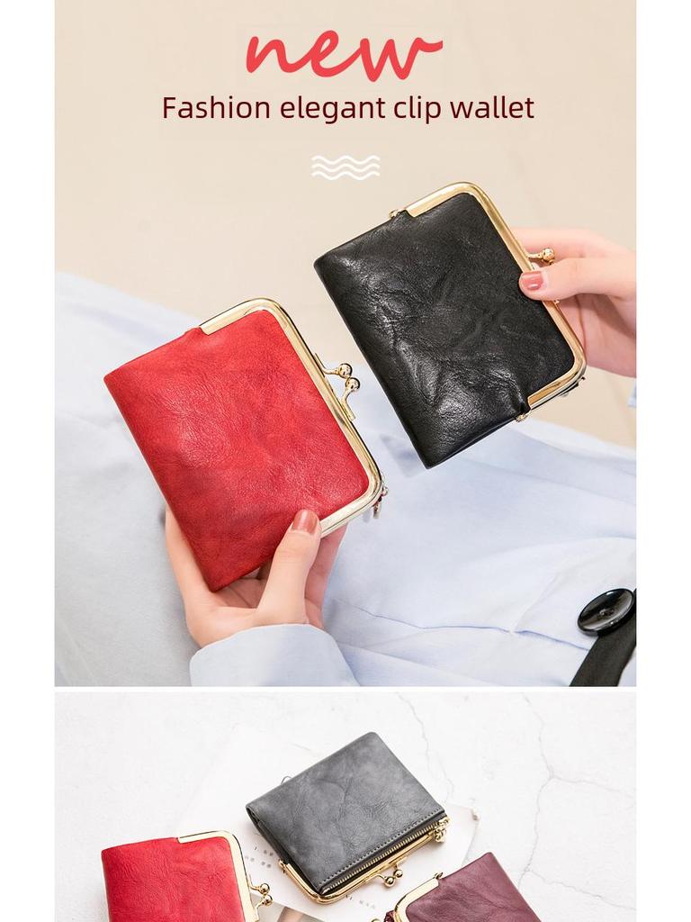 Xiangyin Women's 2024 Retro Multifunctional Leather Wallet: Short Folding Coin Purse & Card Holder