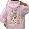 Skull-Print Loose-Fit Women's Winter Hoodie