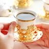 2pcGolden Border Turkish Coffee Cups European Classical Plating Ceramic Cup and Saucer Set Afternoon Tea Tea Set Home Decoration