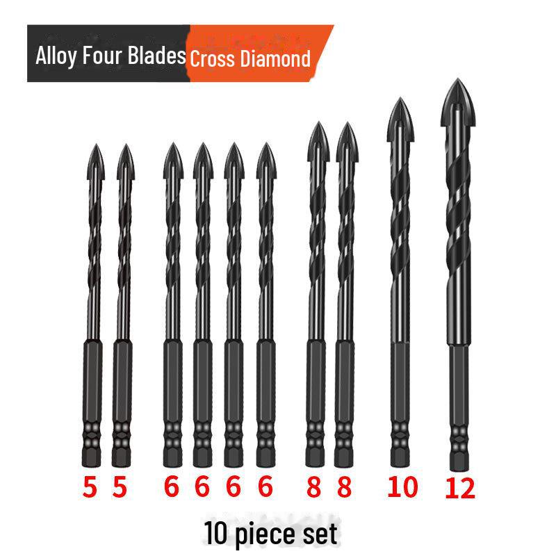 4-Edge Cross Tile & Glass Drill Bit Set for Ceramics