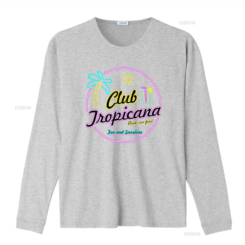 Club Tropicana Neon Design T Shirt Tropical Vibes with Palm Tree Sun Free Drinks Fun and Sunshine  vintage Washed