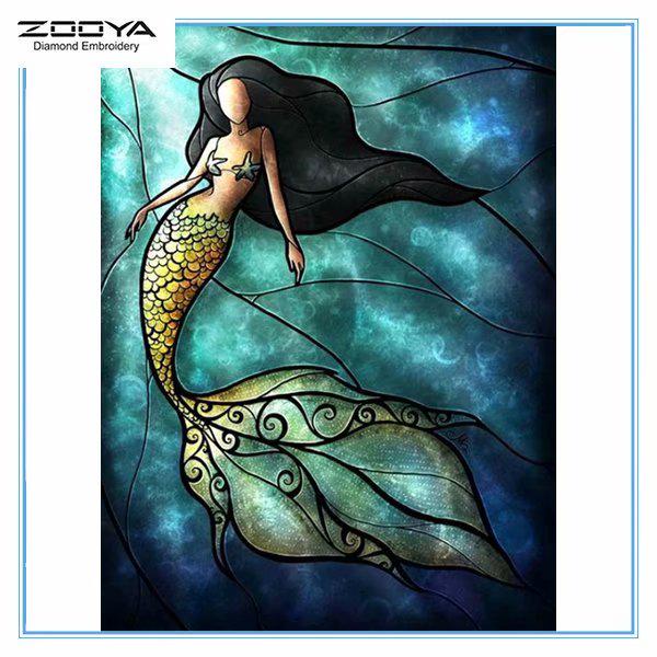 

ZOOYA DIY 5D Алмазная картина Вышивка Полный дрель Мозаика Картина Русалка Вышивка крестиком Домашний декор
