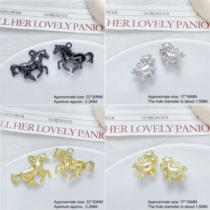 2Pcs/lot Cute Zinc Alloy Double-sided Running Horse Pendant Charms For DIY Handmade Necklace Bracelet Earrings Accessories