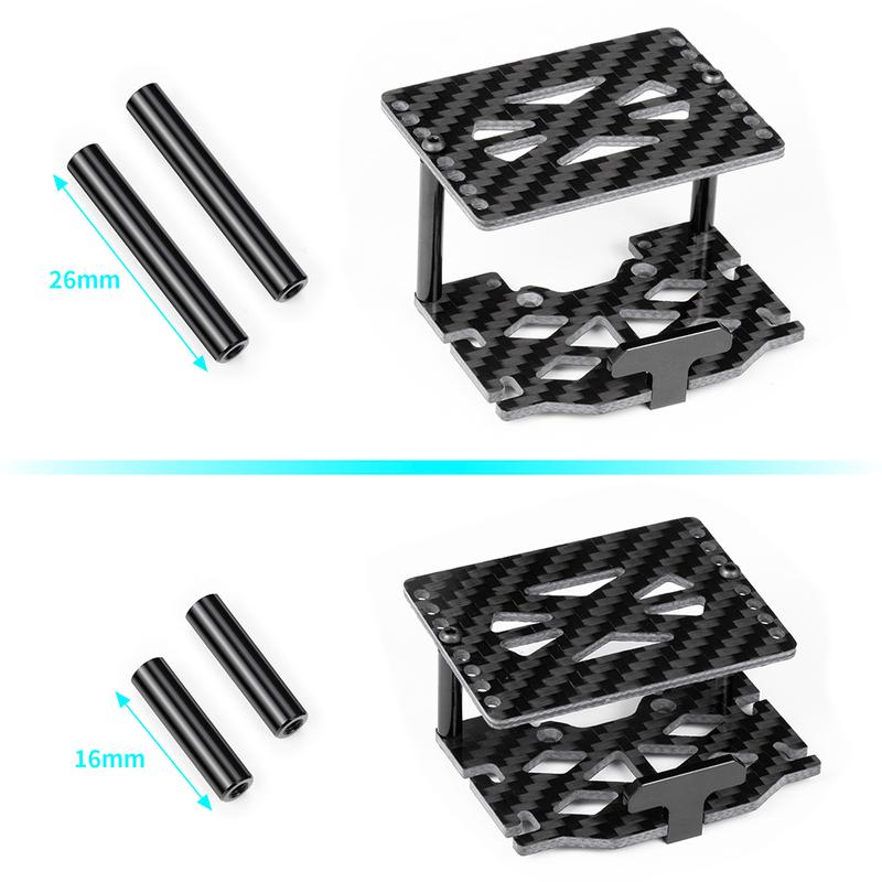 AXSPEED Carbon Fiber&Aluminum Battery Tray /Double Layer ESC Mounting Plate for TRX4M TRX4-M 1/18 RC Crawler Car Upgrade Parts